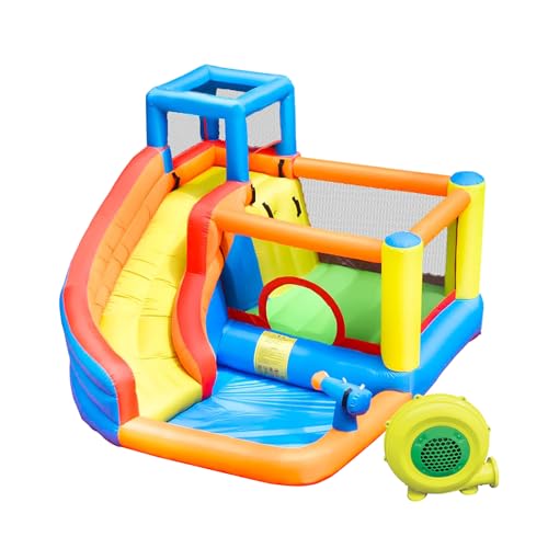 Doctor Dolphin Inflatable Water Slide Bounce House, Inflatable Bounce House for Big Kids, Water Slide for Kids Backyard, Inflatable Water Park Bouncy House with Blower for Outdoor Party